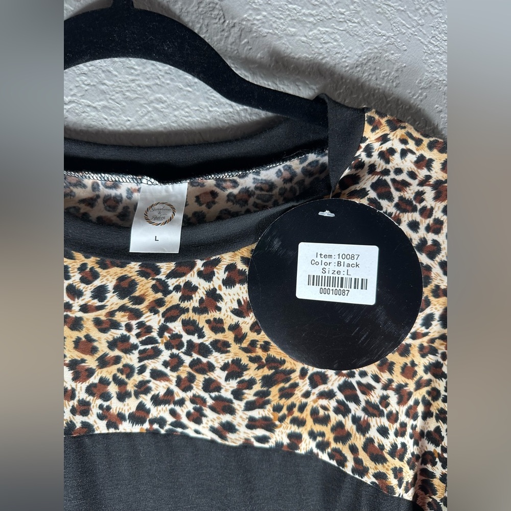 Sunshine and Rodeos Long Sleeve Black and Cheetah Women’s Top